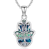 Aniu 925 Sterling Silver Hamsa Hand of Fatima Evil Eye Jewelry for Women With Cubic Zirconia - Comes With Black Gift Jewelry Box