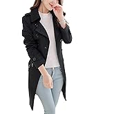 NANJUN Women's Double-Breasted Trench Coat Classic Lapel Overcoat Slim Outerwear Waterproof Coat with Belt Buckle
