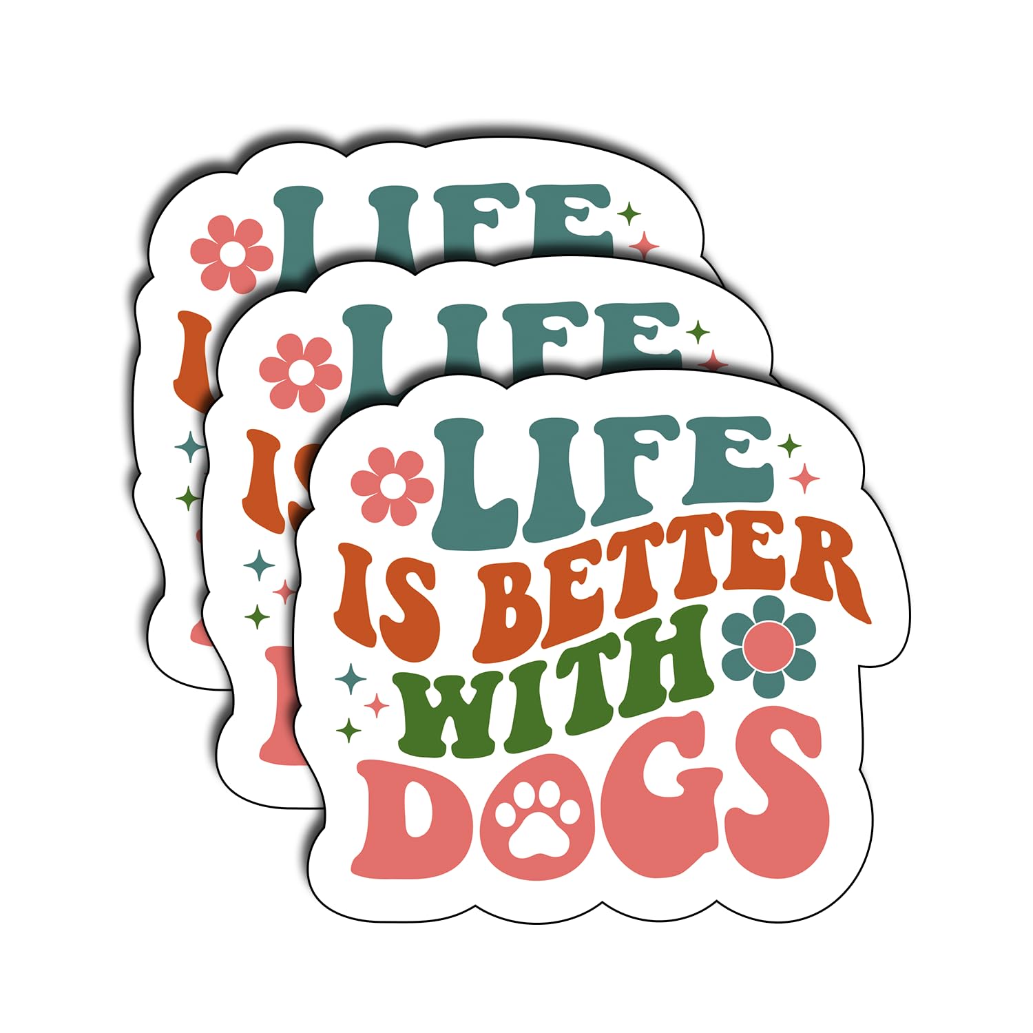 Photo 1 of (3 PCS) Life is Better with Dogs Sticker, Celebrate Your Mom Gigi Love, Gifts for Grandma Decoration Books Laptops Phones Waterproof Vinyl for Water Bottle Christmas Thanksgiving Gifts Funny 3 Inch