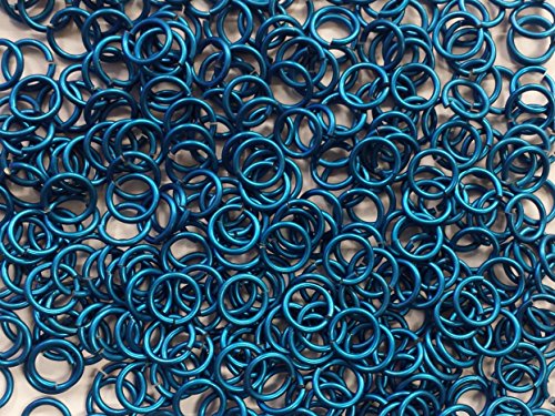 1/2 Pound Blue Anodized Aluminum Jump Rings 16G 5/16" ID (1500+ Rings!)