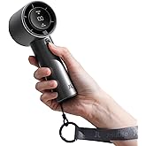 JISULIFE Handheld Fan Pro - Extreme Cooling Output: 1-100 Speed Scroll Wheel, Metal Body, Digital Display, 1.5H Fast Charge, 5000mAh-Portable Fan for Travel, Valentines Day Gifts for Her Him(Grey)