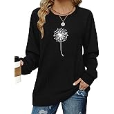 Yandino Long Sleeve Shirts for Women Casual Crewneck Sweatshirt 2025 Trendy Loose Basic Tunic Tops