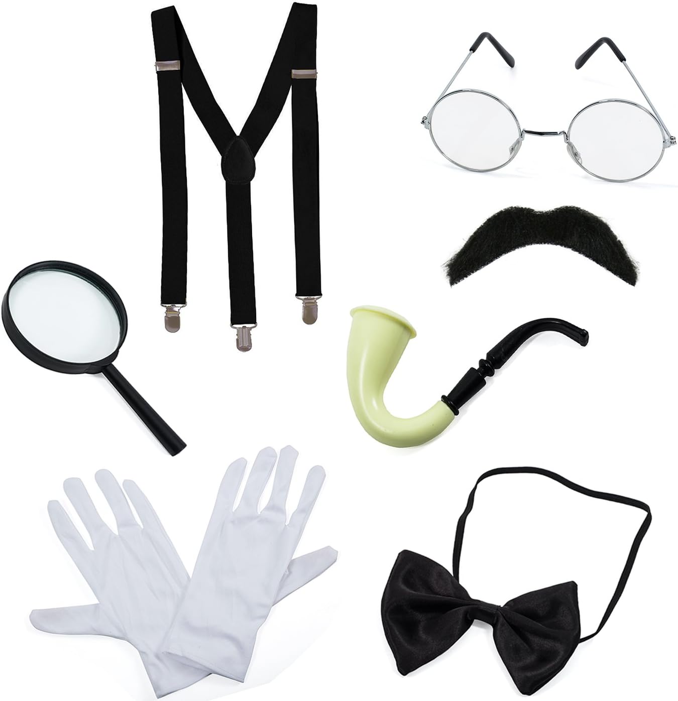 Detective Costume - 7 Pc Costume Accessories, Spy Costume, Spy Kit - Secret Agent Costume by Tigerdoe