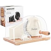 SOWKIPE Manual Bread Slicer for Sourdough, Adjustable, Clear Cover, Cream | Hand crank, scale line, metal guide and suction cups help deliver smooth, even slices with easy thickness control.