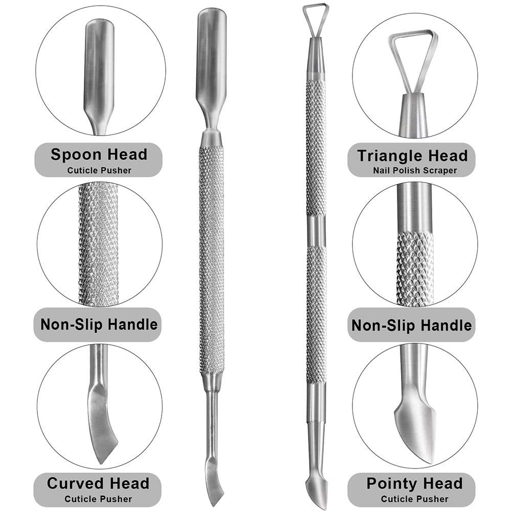 Nail Art Soak Off Gel Polish Cuticle Pusher Peeler Scraper Remover Tools with Unique Triangle Tip Design Stainless Steel by GADGETS ENTREPOT: Beauty