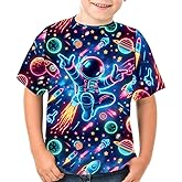 Boys Girls 3D Graphic Tees Unisex Short Sleeve T Shirt Novelty Neon Shirts for Boys 5-14 Years