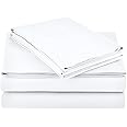 ARlinen King Size Waterbed Sheets -, 100% Cotton, Deep Pockets, 4 Piece Set - Extra Soft, White Solid