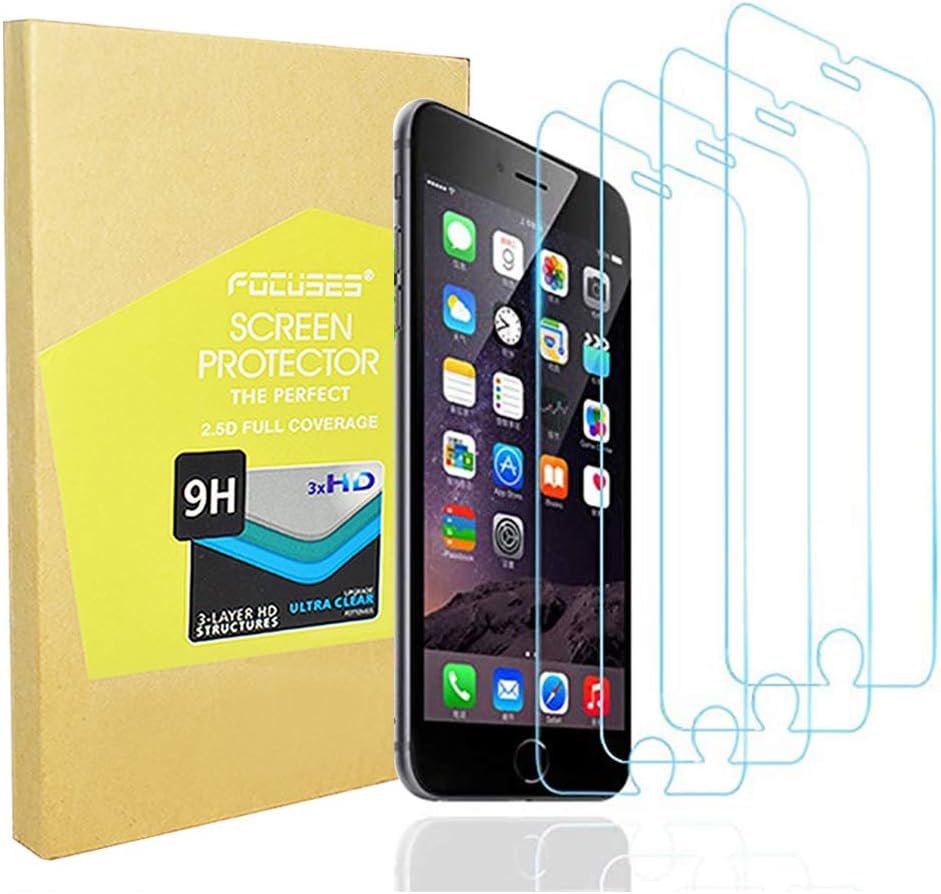 iPhone 8Plus Screen Protector for iPhone 7Plus.6sPlus.(4 Pack),Focuses Anti-Blue Light Screen Protector [Eye Protect][Bubble Free] Tempered Glass