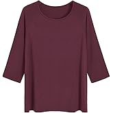 Latuza Women's Viscose Pajama Tops Crewneck 3/4 Sleeves Sleep Tee