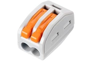 GKEEMARS 50 Pcs Lever Wire Connector, Compact Splicing Connectors for Solid Stranded Flexible Wires (2 Conductor-Orange)