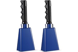 Boao 2 Pcs Cowbell 9 Inch with Handle Cheering Bells Noise Makers for Sporting Events Graduation Wedding Football Games Party Farm Bells Hand Chimes Percussion Musical Instruments (Blue)