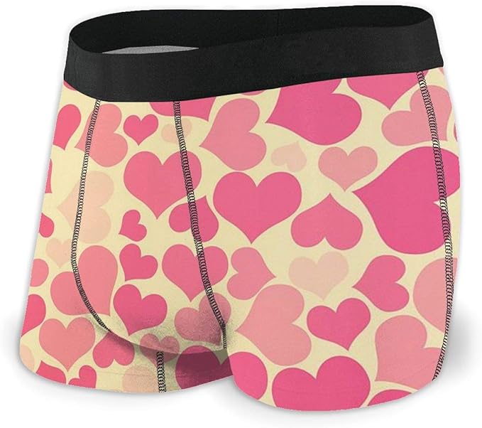 Men's Boxer Briefs Pink Heart Love Shape Men's Boxer Briefs Soft Stretch Funny Sport Underwear
