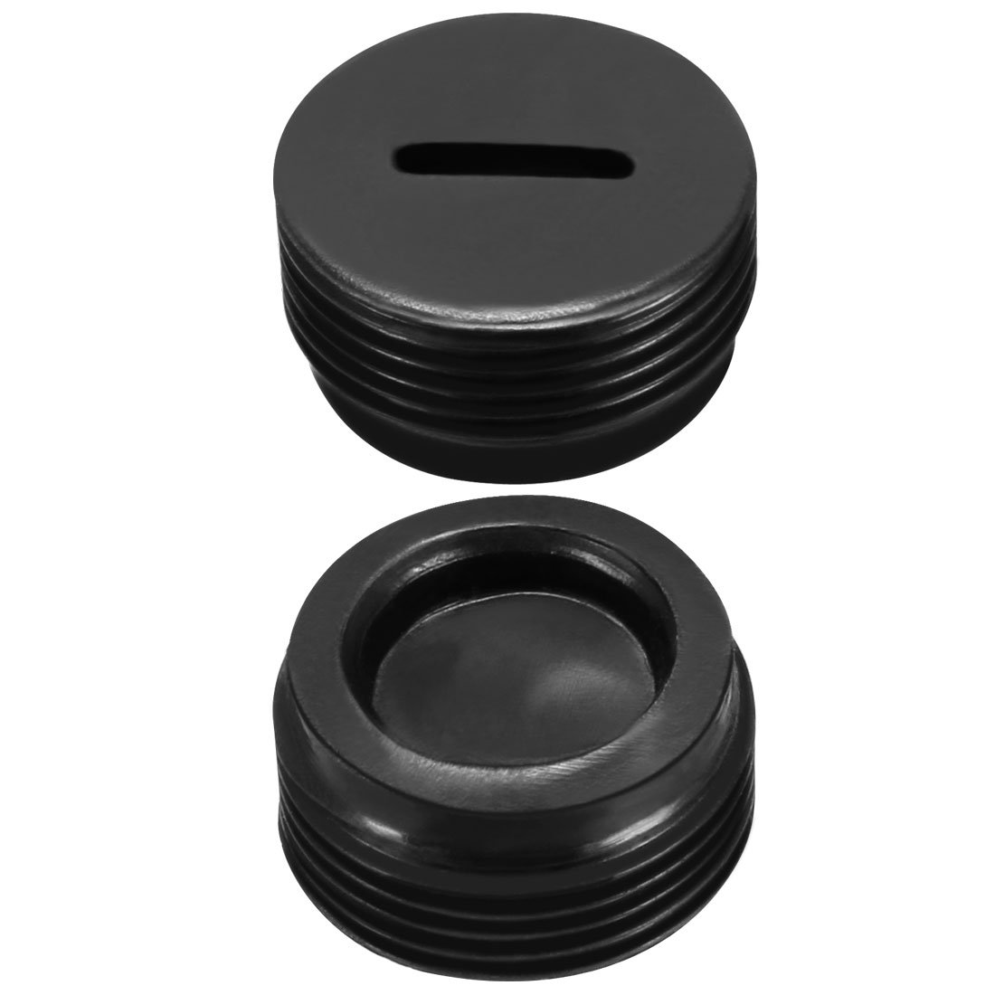 sourcing map Carbon Brush Holder Caps 16mm O.D. 8mm Thickness Motor Brush Cover Plastic Fitting Thread Black 2pcs