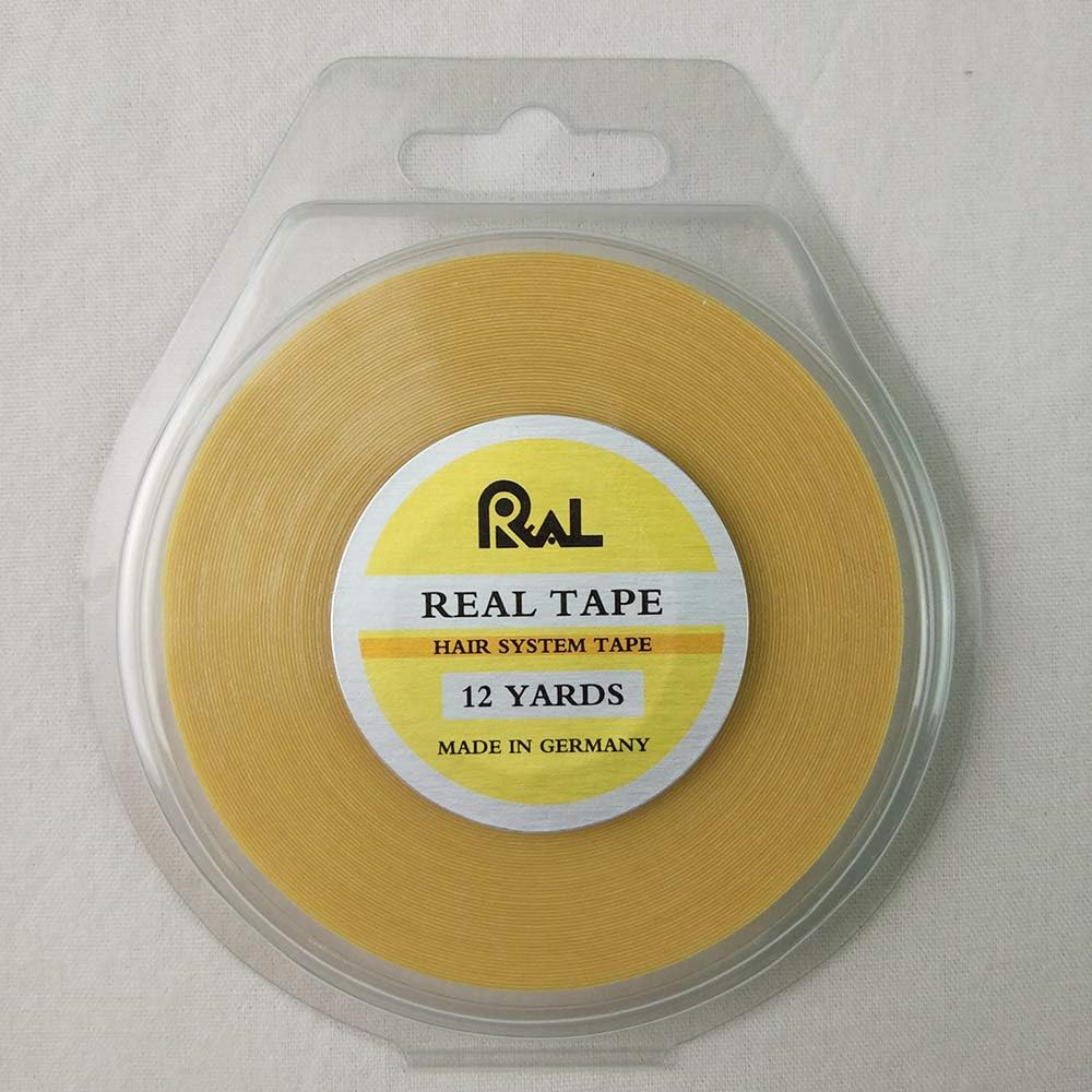 ShowJarlly 1 Roll Double Sided Adhesive Lace Front Support Tape Roll Wig Yellow Extension Tape For Bonding Extension Hair(Yellowtape1.0cm*12yards)