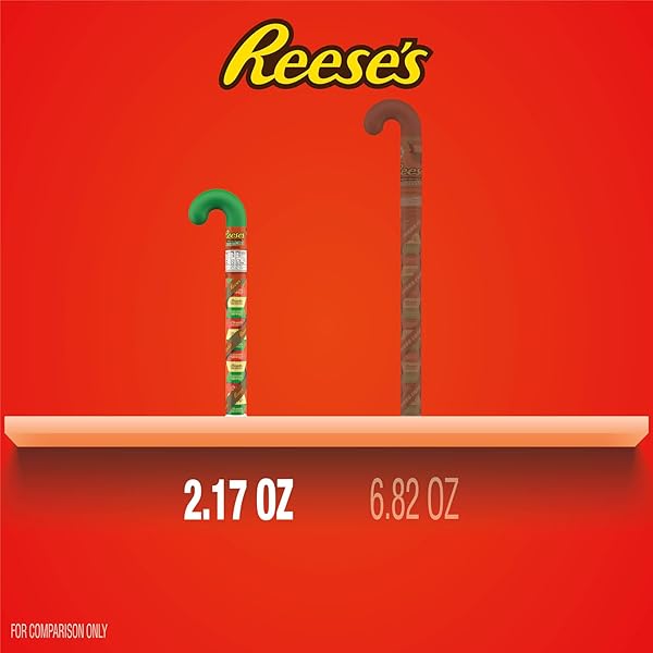 REESE’S MINIATURES MILK CHOCOLATE PEANUT BUTTER CUPS, CHRISTMAS CANDY PLASTIC CANE, 2.17 OZ