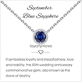 Presentski Birthstone Necklace for Women Sterling Silver 925 Solitaire Pendant Dainty Necklace Birthday Gifts for Women Birthstone Necklaces for Mom