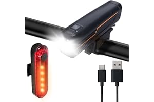 KunHe 227 Lumens 1600mAh Bike Light Set (1or2or4 or 8 Packs) Rechargeable Front & Rear Bicycle Lights with IPX4 Waterproof 4 Modes for Night Cycling