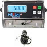 SellEton SL-7515-C Digital Weighing Indicator with 4 Prong Small/M12 Cable, LCD Display Indicator Cable - Compatible with Any Floor Scale &amp; Bench Scale Systems