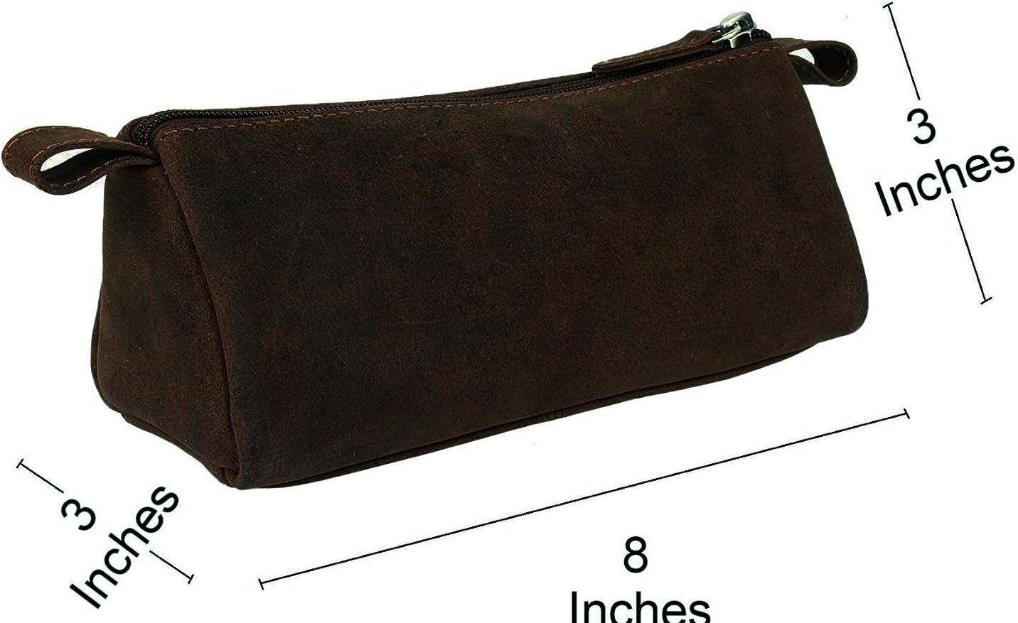 Genuine Vintage Leather Pencil Case Pouch Pen Holder with Zipper Closure Brush Organizer Art Painting Supplies Office Marker Box Ruler Stationery Gift for Students Artist Painter & Writer Colleague - Image 3