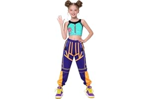ZIW Demon Cosplay Hunters Costume Golden 3-14Y Girls Pop Singer Dance Outfit with Golden Print for Kids Halloween Costumes