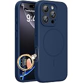 Miracase Magnetic for iPhone 16 Pro Case, Silicone, Dark Blue | Compatible with MagSafe, Soft Microfiber Lining, Liquid Silicone Case Shockproof Drop Protection Phone Case for 16 Pro