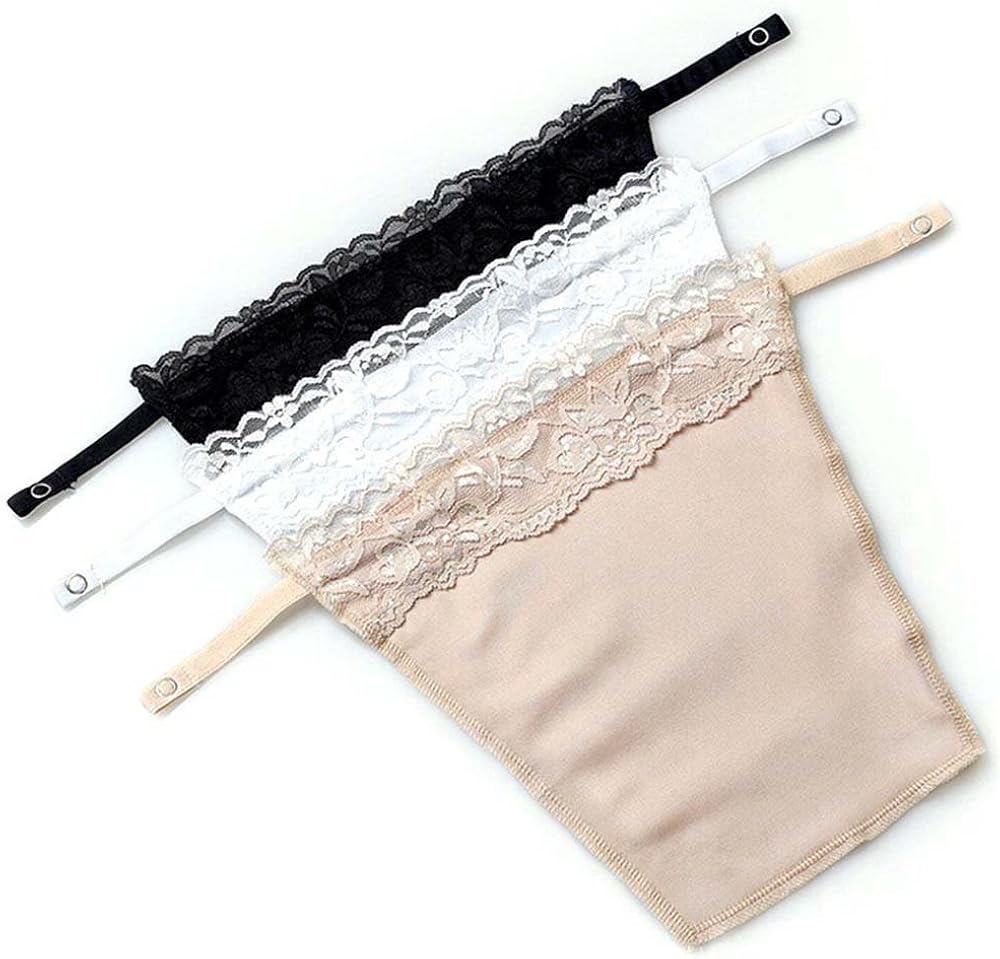 YEKEYI 3pcs Lady Lace Clipon Mock Camisole Bra Insert Overlay Modesty