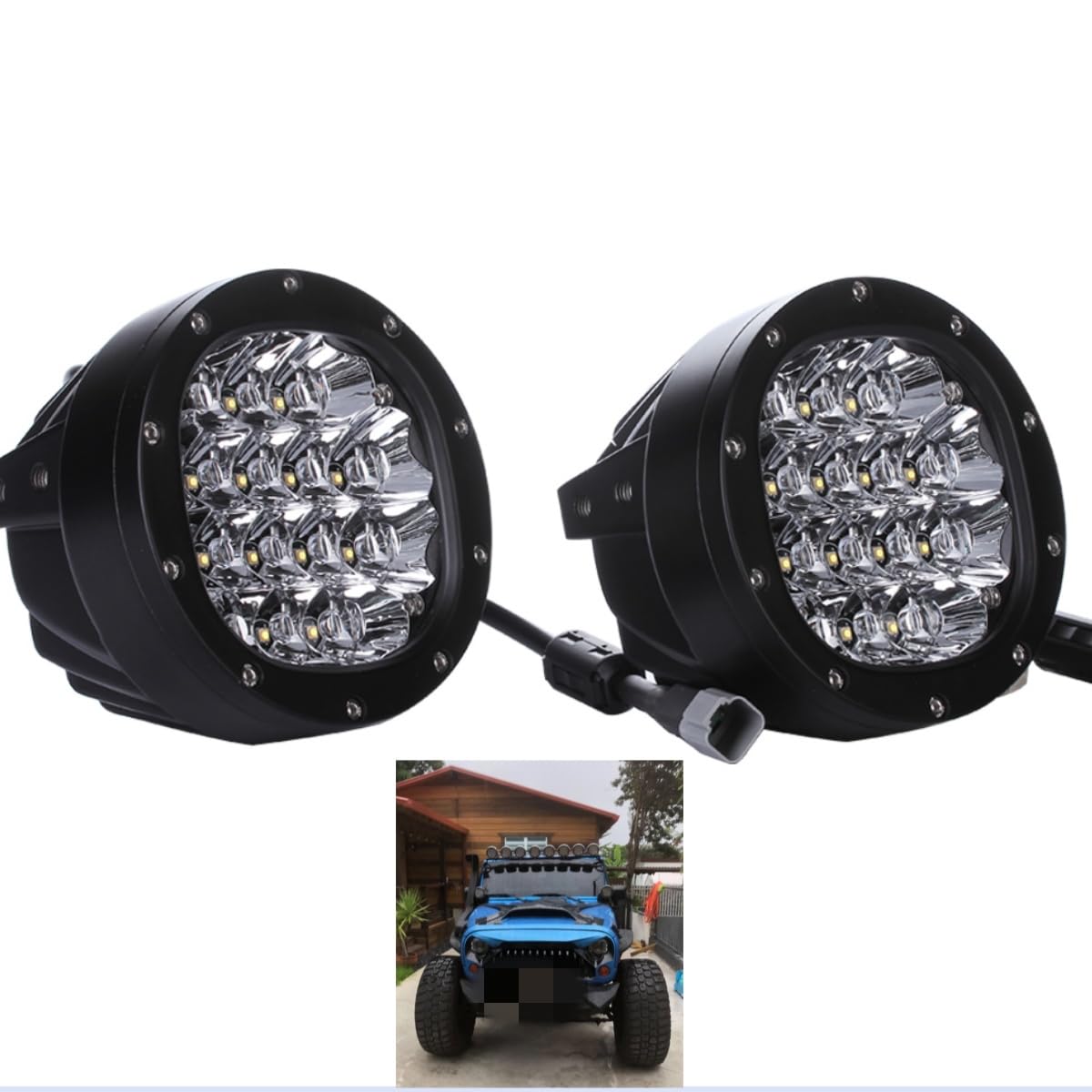 SXMA 5" inch LED Driving Light 80W Round LED Work Light Front Bumper Grille Spotlights Windshield Led offroad lights for 4x4 Roof Bumper ATV UTV Truck Tractor Pickup Motorcycle Boat