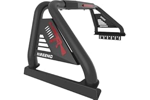 IIIREENO Heavy-Duty Roll Bar for Truck - Truck Bed Roll Bars Pickup Rack | No-Drill Installation | LED Light Compatible| Third Brake Light Included | Fits Mid-Size Pickups