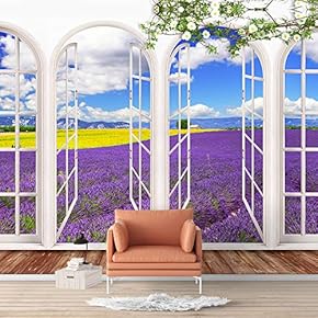 Wall Murals for Bedroom Vies from French Window Design Removable Wallpaper Peel and Stick Wall Stickers - 66x96 inches