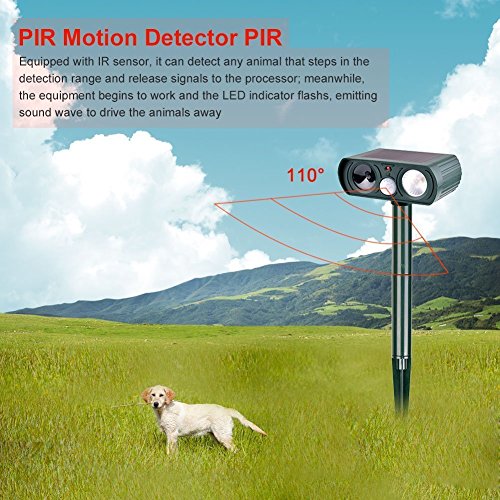 APlus+ Dog Repellent, Outdoor Solar Powered and Weatherproof Ultrasonic Dog/Cat/Mosquito Repeller