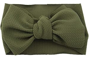 Koolgil Baby Girl's 8'' Soft Big Bow knot Nylon Headband Toddler Hairband for Photography Travel Party Festivals (Army Green)