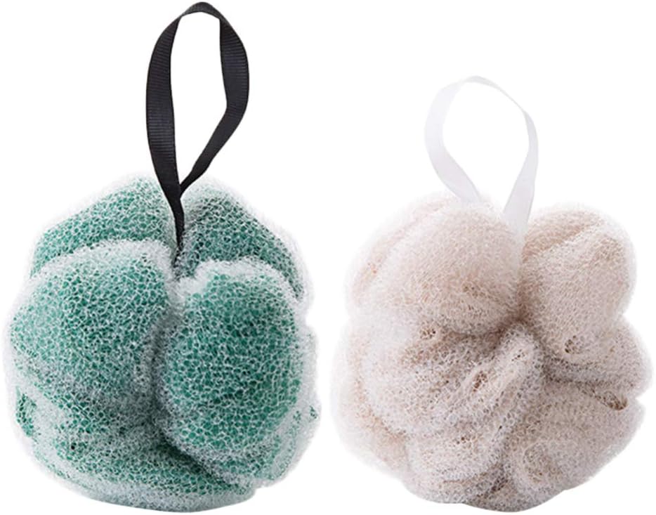 Healifty 2pcs Mesh Bath Shower Balls Body Exfoliator Loofah Puff