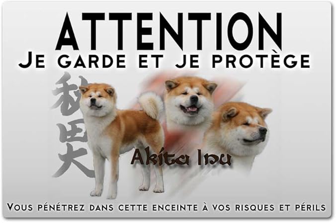 Pets Easy Panneau Attention Au Chien Akita Inu Fauve