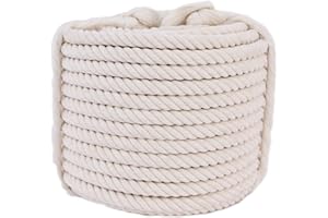 VEIZEDD 1OO% Cotton Craft Rope (1/2 inch x 50 feet) All Purpose Soft Natural Strong Cotton Rope Cord for Crafts, Sporting, Wedding Decorating,Hanging Flower Baskets (Beige)