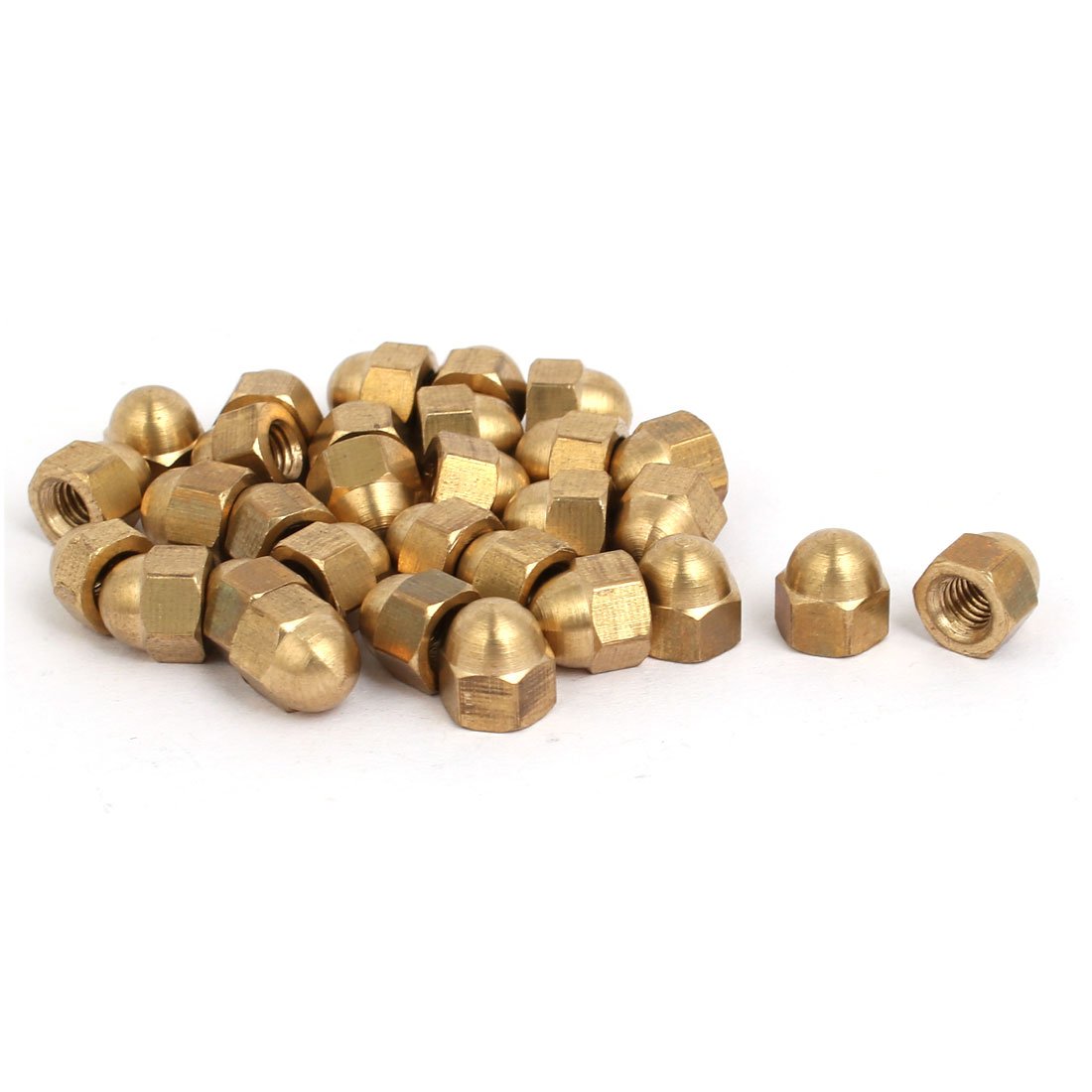 Sourcingmap 30pcs M4 Female Thread Nut DIN1587 Dome Cap Head Hex Brass Tone