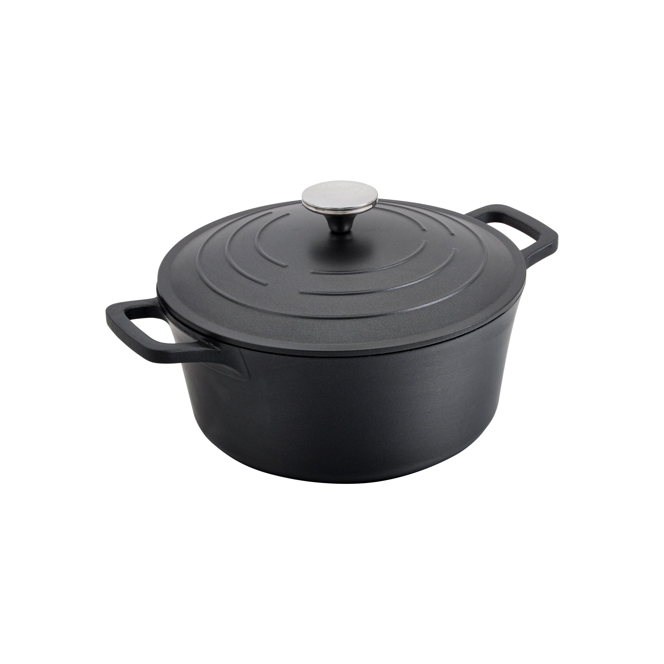 Commichef XR-724BK 24cm Cast Aluminium Round Casserole Dish, Suitable for Oven and All Types of Hob, Perfect for Stews and Casseroles, Black