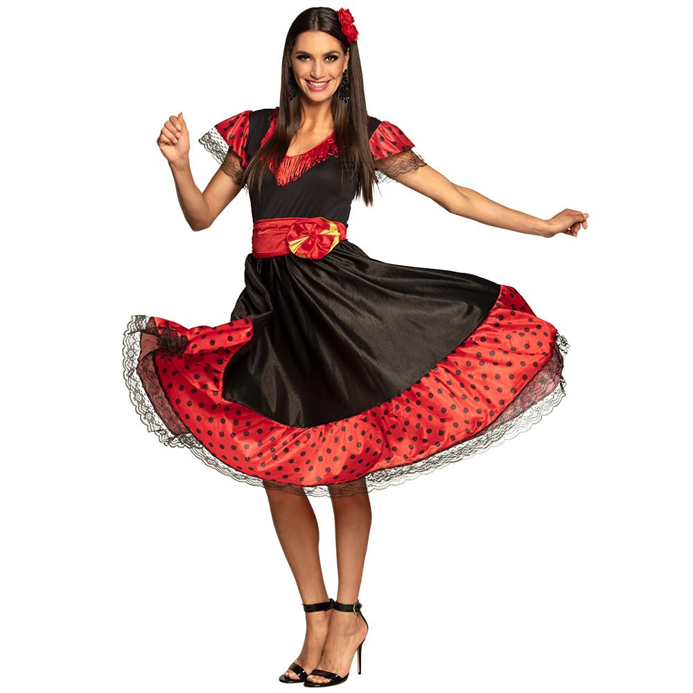 Spanish Flamenco Ladies Fancy Dress Senorita Rumba Dancer Womens Costume Outfit (Women: 8-10)