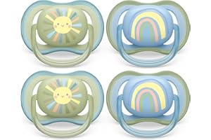 Philips Avent Ultra Air Pacifier - 4 x Light, Breathable Baby Pacifiers for Babies Aged 0-6 Months, BPA Free with Sterilizer Carry Case (Model SCF085/49)