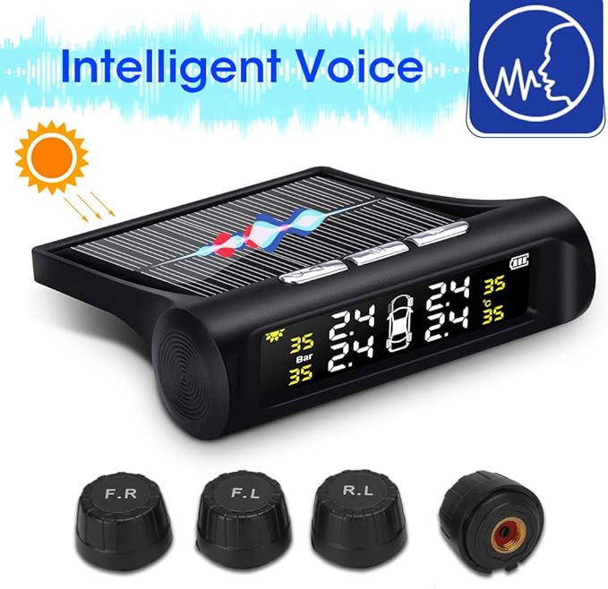 Jansite TPMS Intelligent Voice Tyre Pressure Monitoring System Solar ...