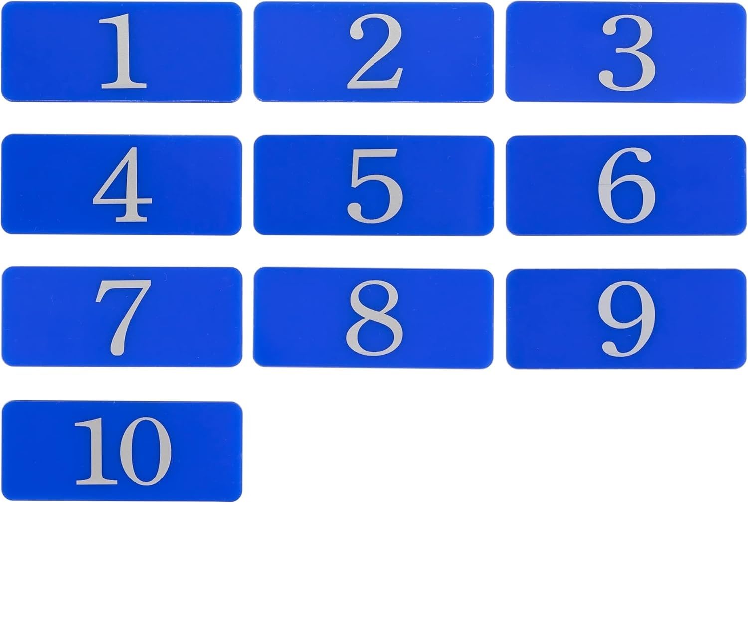 Plastic Rectangle Locker Numbered Sticker Room Number Table Number (1-10, Blue)