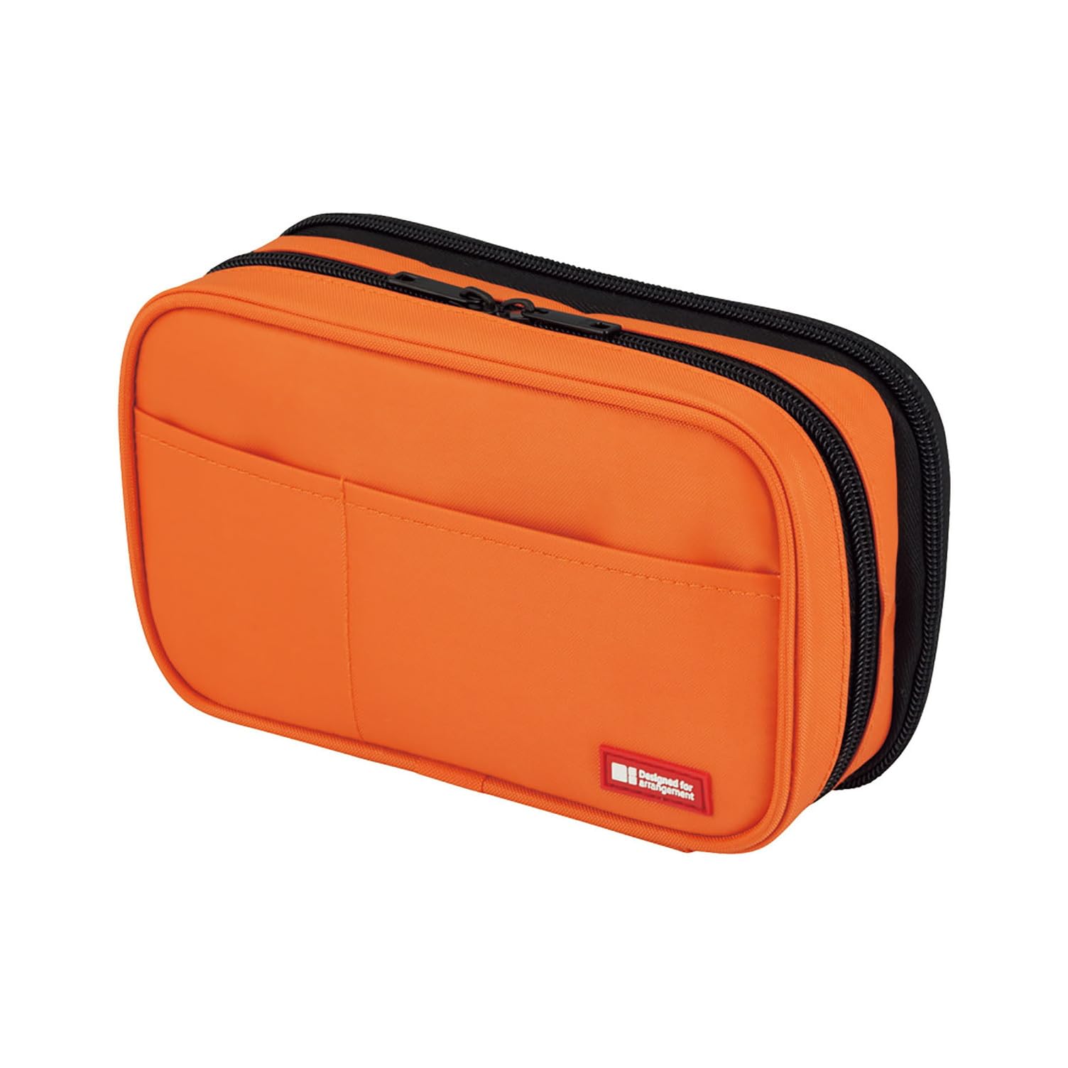 LIHIT LAB. Double Zipper Pen Case, 7.9 x 2.8 x 4.7 inches, Orange (A7555-4)