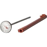 Taylor 1 Inch Instant Read Pocket Thermometer with Sleeve | Analog Dial Meat Thermometer with Stainless Steel Stem, NSF Approved, 0 to 220 Degrees F, Includes Calibration Case