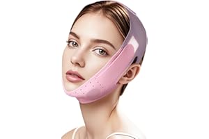 JUSMORE V-Line Sculpting Face Mask – Silicone Chin Strap for Jawline Tightening & Double Chin Reduction (23-27 Inches) (Sakura Pink)
