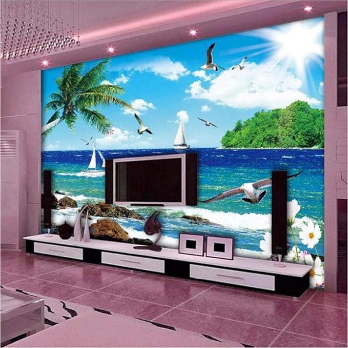 Yhzer Fototapete Meer Möwe Steine Meerwasser Landschaft 3D Fototapete