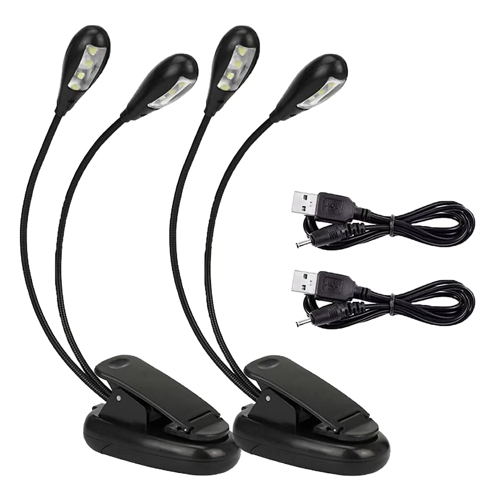 Pack of 2 Music Stand LED Light, 8 LED Light with USB Cable, Adjustable Brightness 2 Gears, Suitable for Piano, Desk, Music Stand