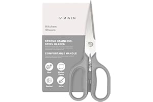 Misen Heavy Duty Kitchen Shears - Versatile Kitchen Scissors for Meat, Poultry & More - Easy Clean Kitchen Shears/Scissors - Ambidextrous Comfort Handle - Gray