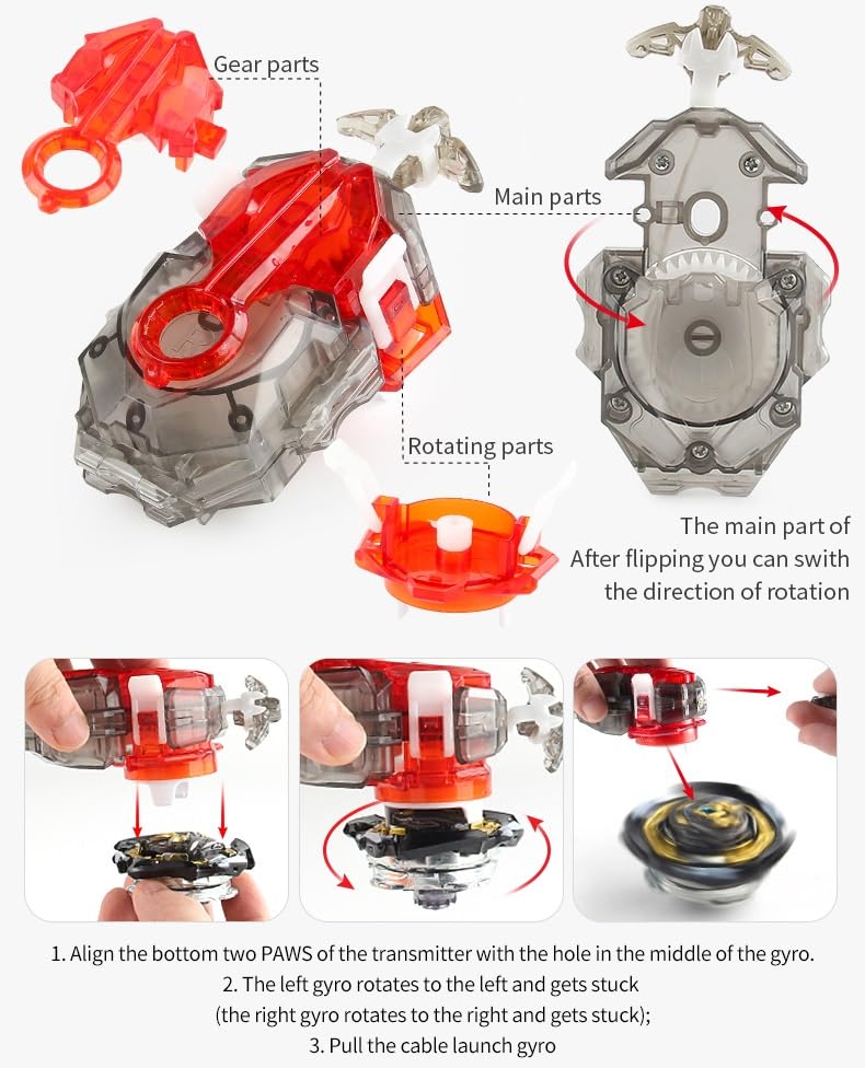Battling Top Set, Burst Gyro Toys 12 Spinning Tops 2 Launchers Combat Battling Game with Portable Storage Box Gift for Kids Children Boys 649