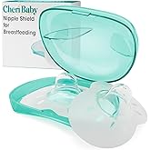 CheriBaby Nipple Shield, Contact Nipple Shield for Breastfeeding with Difficulty Sucking or Flat or Inverted Nipples, 1 Pair with Carrying Case, 100% Food Grade Silicone, BPA/BPS Free, 20mm