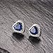 Caperci Sterling Silver Heart Blue Sapphire Stud Earrings for Women