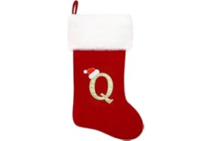 Eoocan 20 Inches Monogram Christmas Stockings Red Velvet with White Super Soft Plush Cuff Embroidered Xmas Stockings Classic Personalized Stocking Decorations for Family Holiday Season Decor(Letter Q)